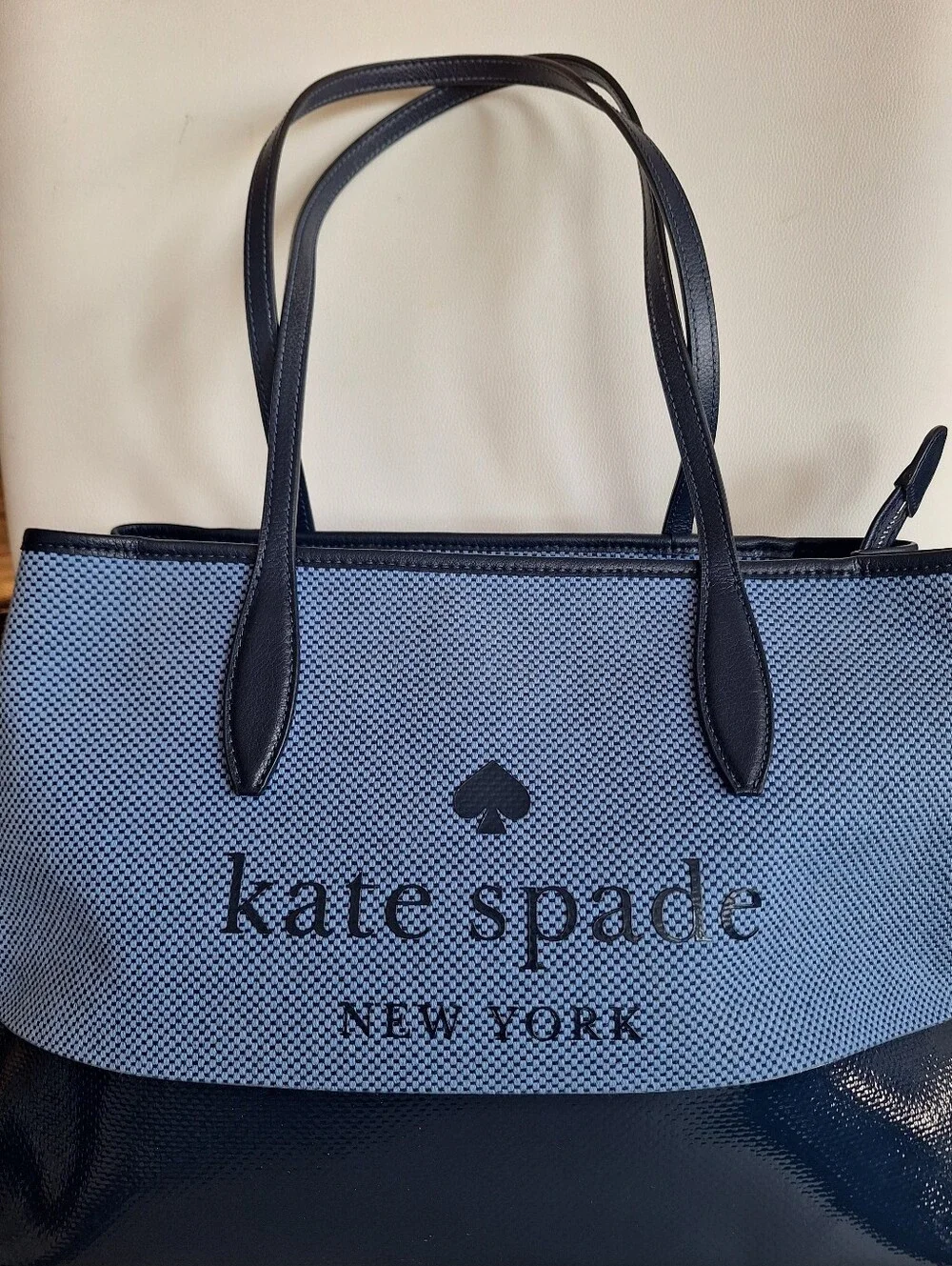 Kate Spade Blue Woven Tweed Canva Tote NWOT